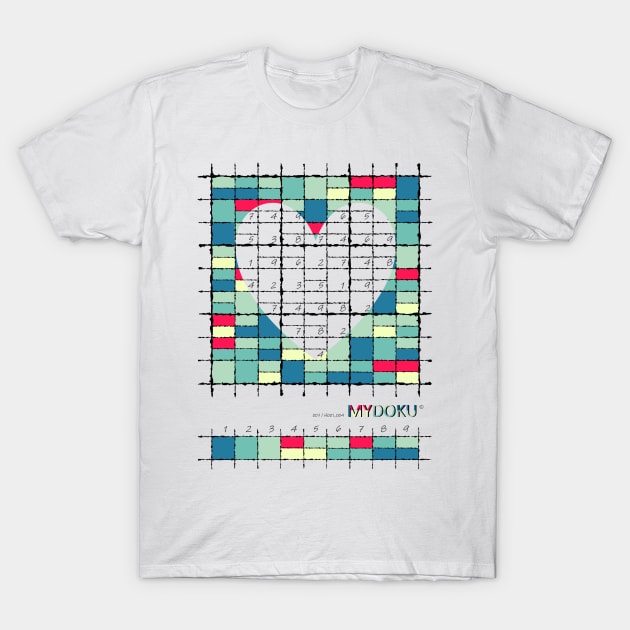 Mydoku_007_H001_004_F: Sudoku, Sudoku coloring, logic, logic puzzle, holiday puzzle, fun, away from screen T-Shirt by Mydoku